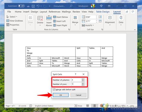 How To Merge And Split Tables And Cells In Word Winbuzzer