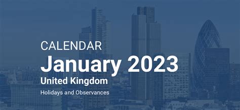 January 2023 Calendar United Kingdom