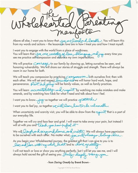 Wholehearted Parenting Manifesto Brene Brown Brene Brown Quotes