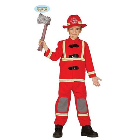 Costume Carnevale Pompiere Vigile Del Fuoco 10 12 Anni Vestito Completo Di Giacca Pantaloni E