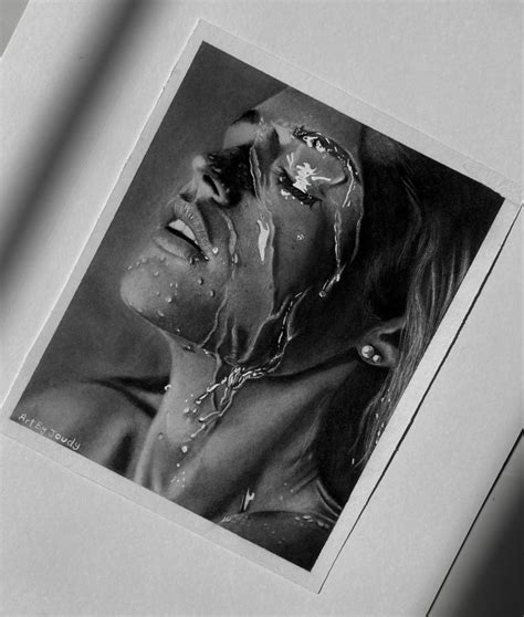 A Black And White Photo Of A Womans Face Covered In Makeup With Chains