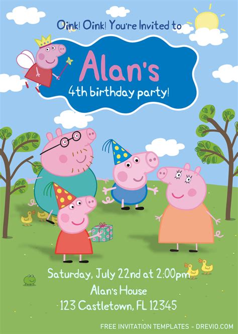 Peppa Pig Birthday Invitations Free Printable