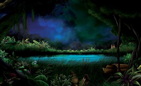 Mystical Fantasy Mystic Lake Abstract Fantasy Forest Lake Night
