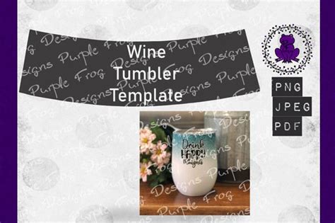 wine tumbler template sublimation blank graphic  heather terry creative fabrica