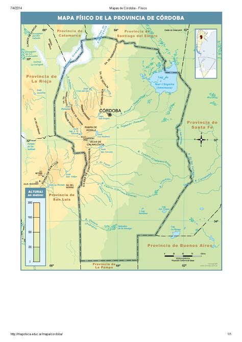 Mapa para imprimir de Córdoba (Argentina) Mapa de ríos de Córdoba