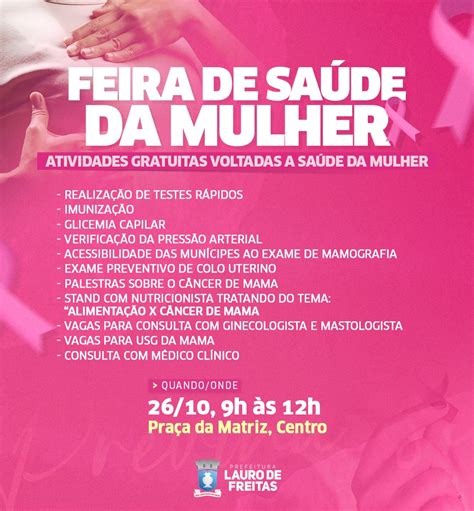 Prefeitura Realiza Feira De Saúde Da Mulher Com Atividades Gratuitas Na Praça Da Matriz Nesta