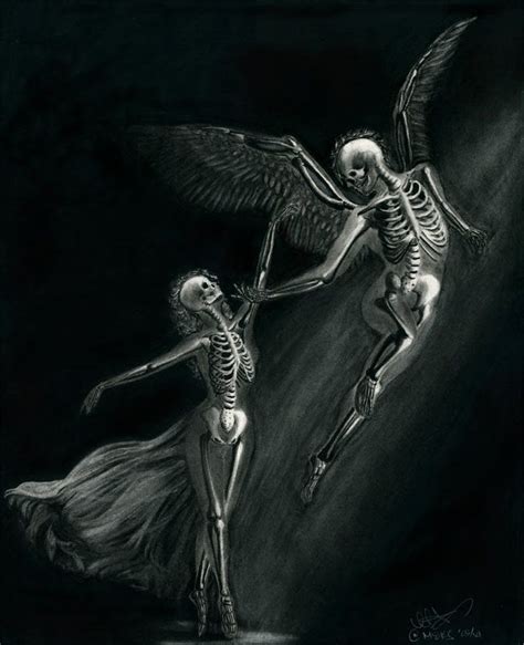 Speed Drawing Forbidden Dance Charcoal Skeletons Ballerina Angel Illustration Skeleton Art