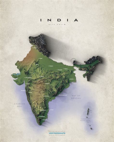 India Shaded Relief Map By Verygoodmaps Maps On The Web