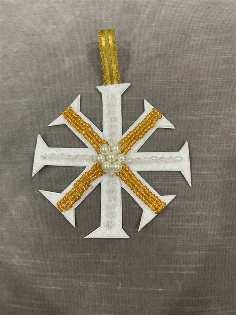 Handmade Chrismon Cross Of Christ Christmas Ornament Etsy Chrismon
