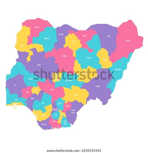 nigeria political map administrative divisions states stock vector royalty free 2250124145