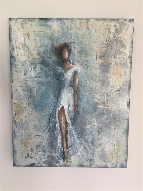 Woman In White Original Abstract Woman Figure Art Figurative Painting