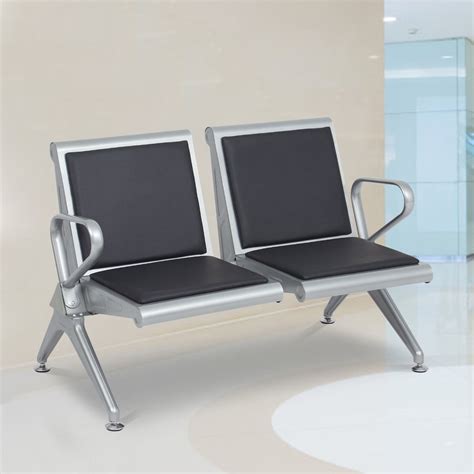 Kinbor Office Waiting Chair Reception Guest Bench With Pu Leather And