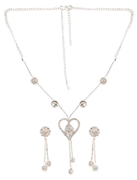 Buy Efulgenz Designer Silver Plated White Crystal Traditional Necklace