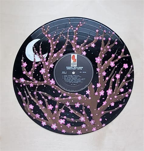 Cherry Blossom Painted Vinyl Record Etsy
