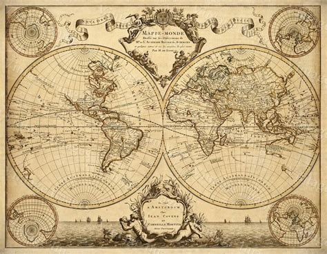 1720 Old World Mapworld Map Wall Art Historic Map Antique Style Map