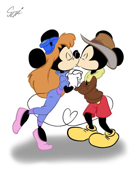 Mickey And Minnie Kissing In CDRR Dress By MartonSzucsStudio On