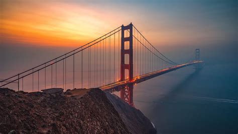 Hd Wallpaper Bridge Golden Gate Bridge Dusk Evening Sunset San Fransisco Wallpaper Flare