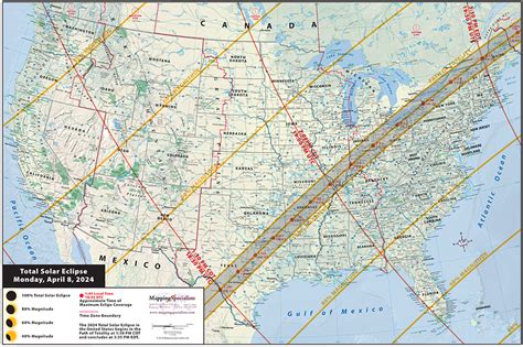 USA 2024 Eclipse Wall Map 