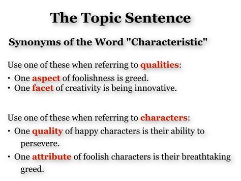 Definition Topic Sentence Synonyms
