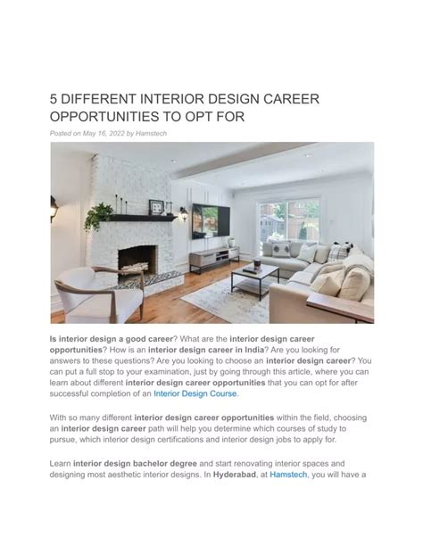 Ppt 5 Different Interior Design Career Opportunities To Opt For