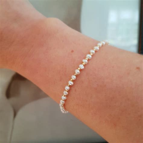 Tiny Freshwater Pearl Bracelet 14k Gold Fill Or Sterling Silver 3mm