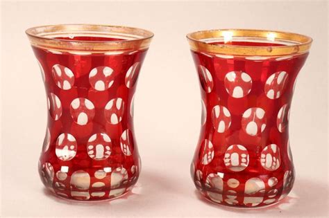Pair Of Bohemian Ruby Glass Beakers 19th Century British Victorian Glass