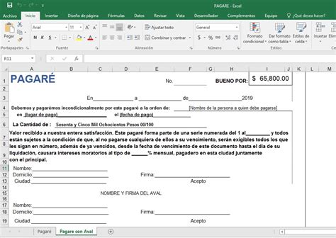 Pagaré Plantilla Excel Descargable Para Abogados