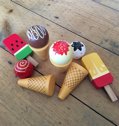 Buy Wooden Ice Cream Set Ice Cream Cones And Ice Lollies Pretend Play