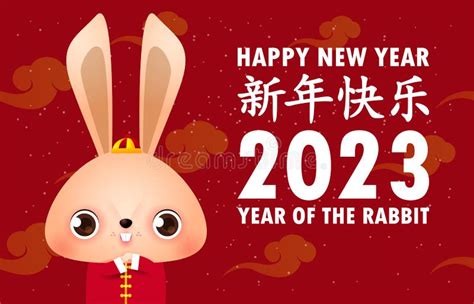 Happy Chinese New Year 2023 Greeting Card The Year Of The Rabbit