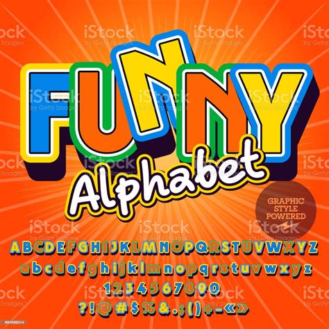 Comic Vector Alphabet Set With Text Funny Alphabet Stock Illustration