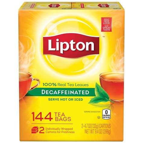 2 Boxes Lipton Decaf Black Tea Tea Bags 144 Ct