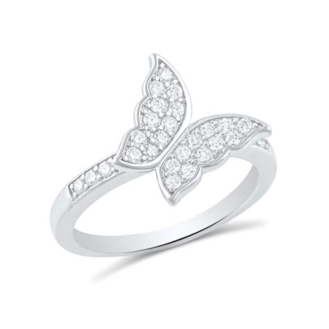 Sterling Silver Simulated Diamond Butterfly Ring Silvercloseout