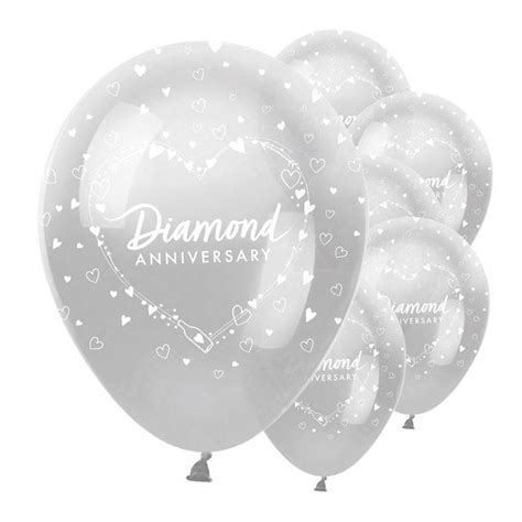 60th Diamond Wedding Anniversary Balloons 12 Latex 6pk Party