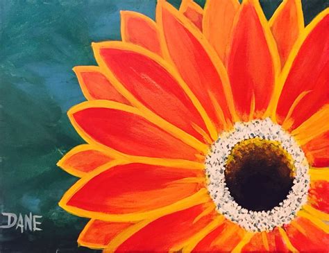Red Gerber Daisy Is An 11 X 14 Acrylics On Canvas Painting By Dane