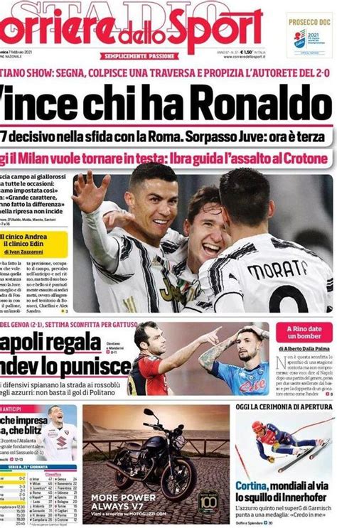 Corriere Dello Sport La Prima Pagina Di Oggi 7 Febbraio 2021