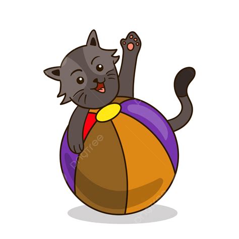 Cute Cat Playing The Ball Illustration Design Paint Design