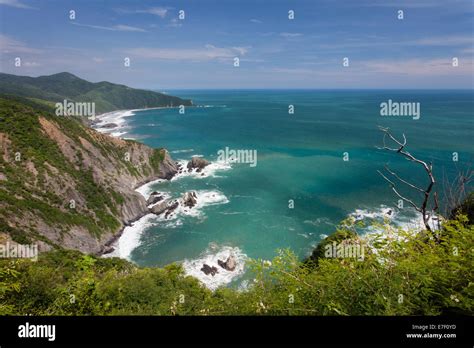 Cliffs And Beaches On The Pacific Coast Of Michoacan Mexico Stock