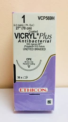 Ethicon Vcp569h Coated Vicryl Plus Suture Reverse Cutting Absorbable