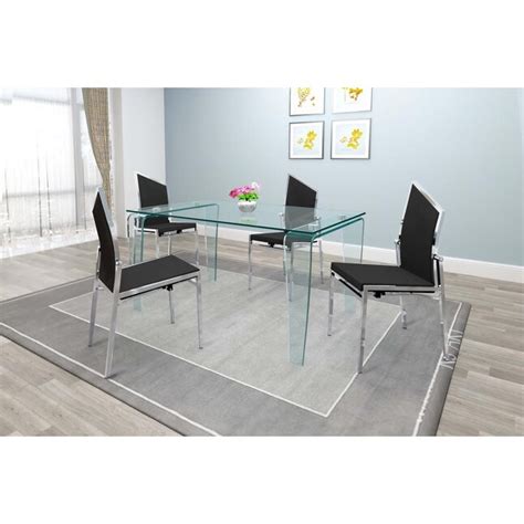 Chintaly Imports Vera Glass Contemporarymodern Dining Table Glass Top With Glass Fiberglass