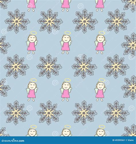 Sleeping Angel And Fluffy Snowflakes Stock Vector Illustration Of