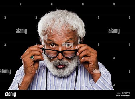 1 Indian Senior Adult Man Spectacles Watching Stock Photo Alamy