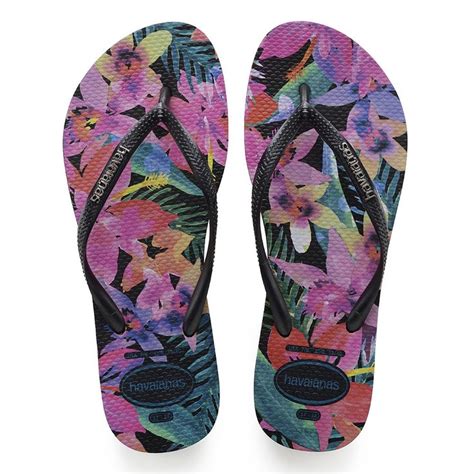 havaianas slim tropical sandal black price from 34 00 com english
