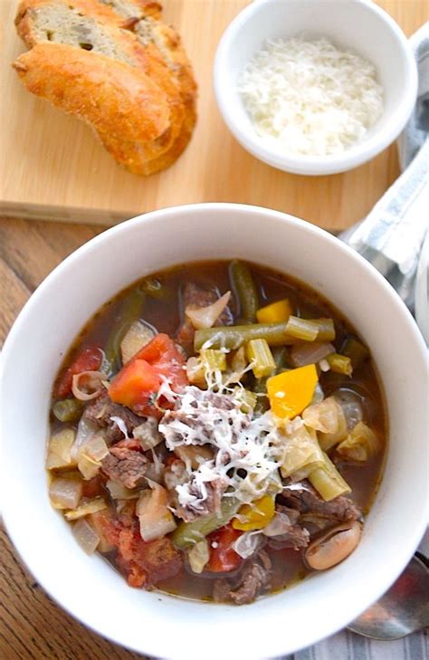 In an electric pressure cooker such as the instant pot, turn on the sauté function and let it preheat until it reads hot. add olive oil and ground beef and sauté 5 minutes, then add onion and garlic. Slow Cooker Italian Vegetable Beef Soup Recipe (+ Instant ...