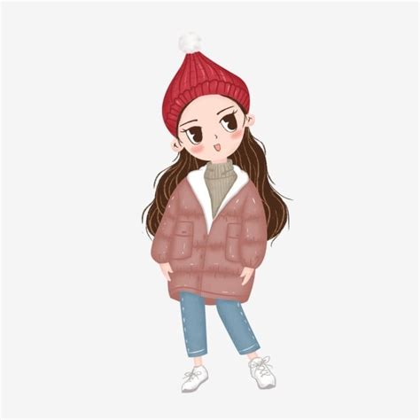 2108 Winter Clothes Cartoon Little Girl Playing Illustration Commercial