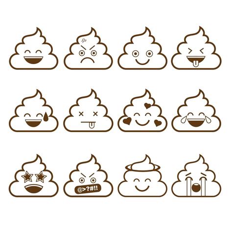 Conjunto De Emoticons De Cocô Fofo Design De Contorno Emoji