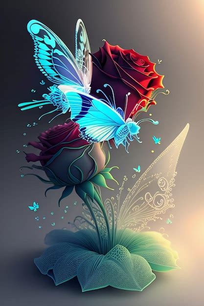 Premium AI Image A Butterfly And Roses Wallpaper With A Butterfly And