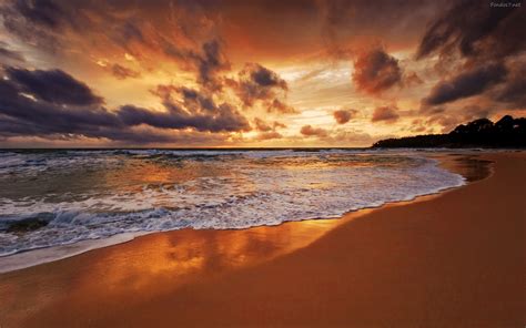 Wallpaper Sunlight Sunset Sea Water Shore Sand Reflection