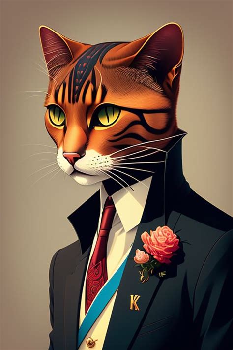 Polycrumbs Anthropomorphic Cat Wearing A Dapper Business Suit