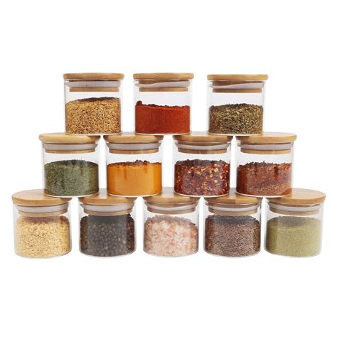 4 Oz Glass Spice Jars With Bamboo Lid Eco Kitchen Etsy