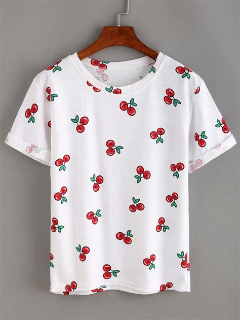 Allover Cherry Print T Shirt Emmacloth Women Fast Fashion Online